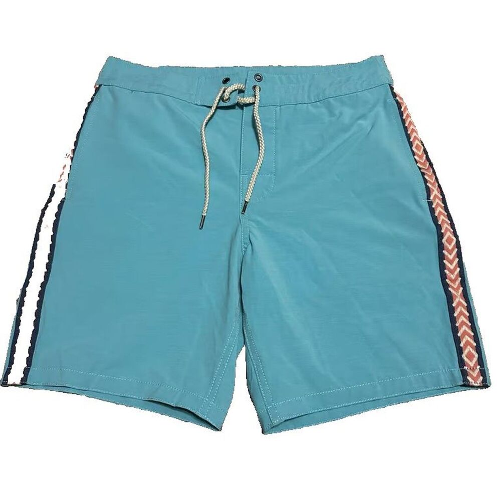 NWT Faherty Mens Sz 28 Retro Board Shorts Striped Swim Trunks Surf Blue MSRP $98